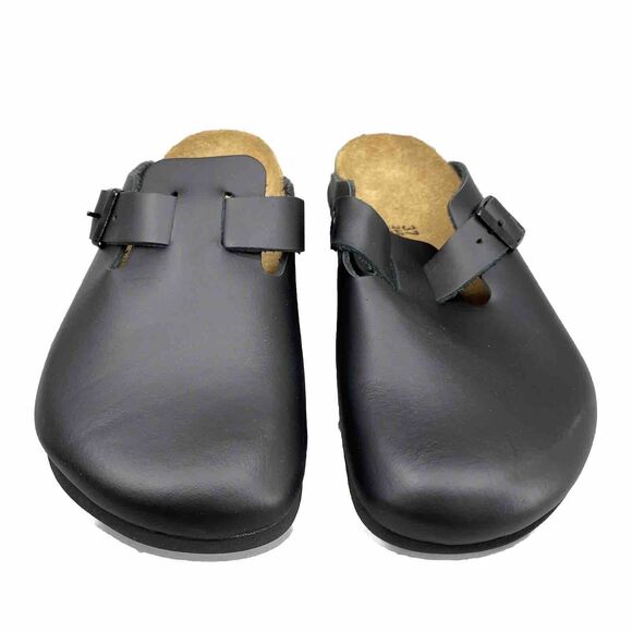 Birkenstock Boston Shoes 37 Wide Black Leather Clog Shoes Travel Preppy Women's‎